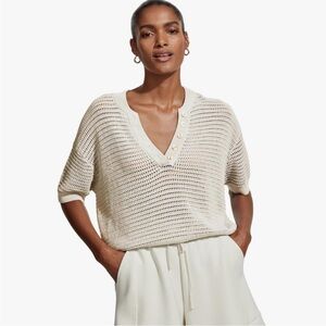 Varley Callie Open Knit Top in Egret Ivory Sz XS